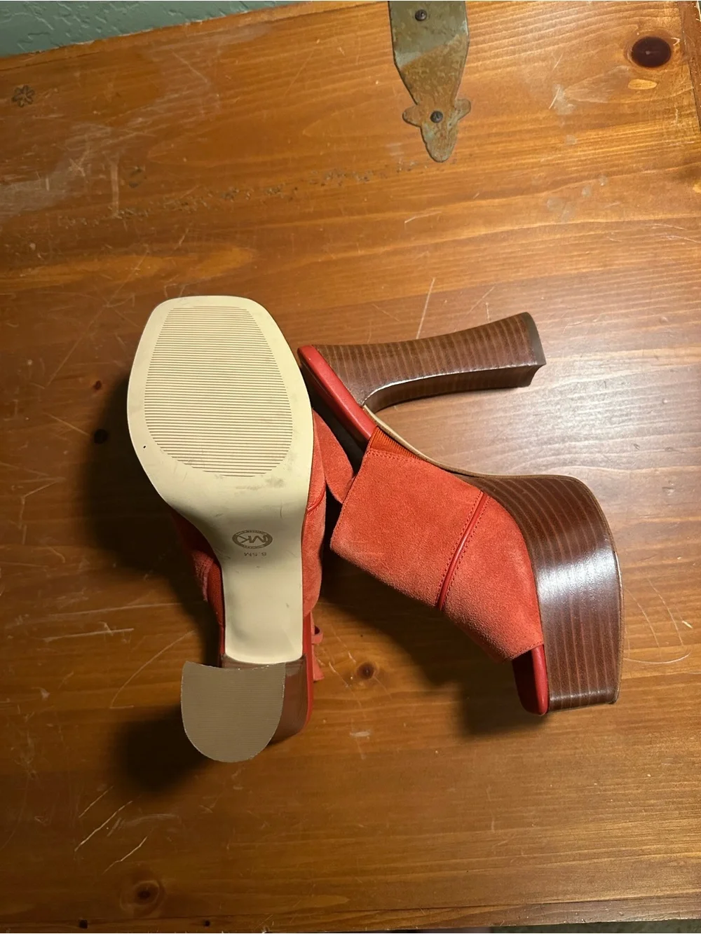 Michael Kors Burnt Orange Suede Platform Sandals
